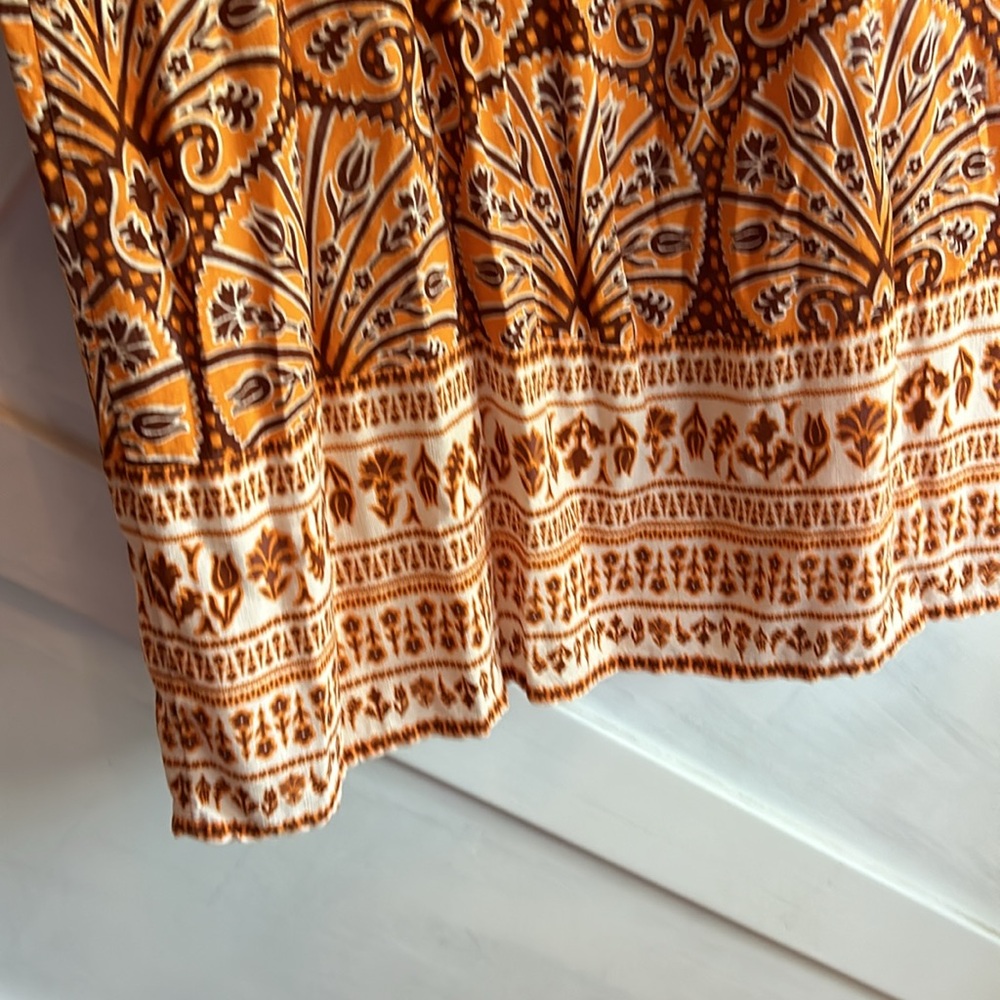 Knox Rose Orange Printed Dress Pull-on With Adjustable Straps Size L - Picture 4 of 6